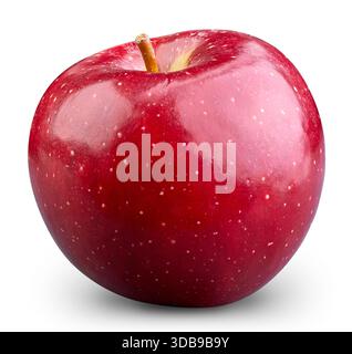 Red apple fruit. Apple isolated on white background. Apple clipping path. Stock Photo