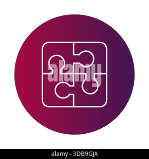 Puzzle pieces icon. Solution problem symbol. Connection strategy Vector sign. Pink purple background Stock Vector