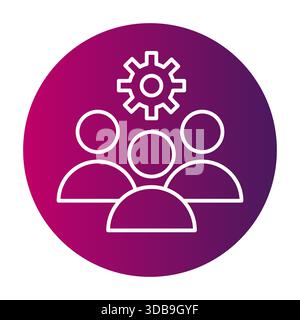 Team process symbol. Group mechanism icon. Management settings Vector. People gear illustration. Stock Vector