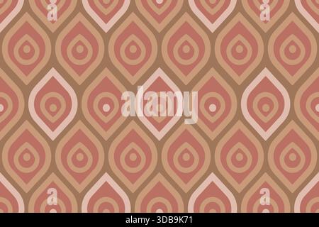 Vector seamless vintage pattern with stylized peacock feathers. Retro patteern in 60s style with peacock feater Stock Vector