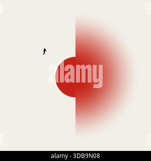 Astronaut floating in space near red planet exploring new technology and business frontiers concept design Stock Vector