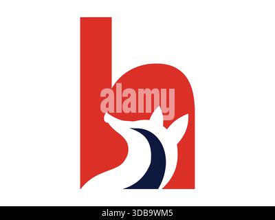 Creative initial letter H combined with a unique fox icon, perfect for modern vector design, identity, and digital projects. Stock Vector