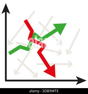 Financial chart graph. Growth decline arrows. Business analysis Vector data. Trend forecast diagram. EPS 10. Stock Vector