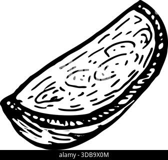 Passion fruit slice vector food illustration. Single fresh or dried tropical fruit in vintage sketch style. Natural organic plant, healthy diet art in Stock Vector