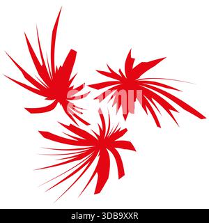 Abstract burst elements. Dynamic red splash. Firework shape Vector art. Explosive star symbol. EPS 10. Stock Vector