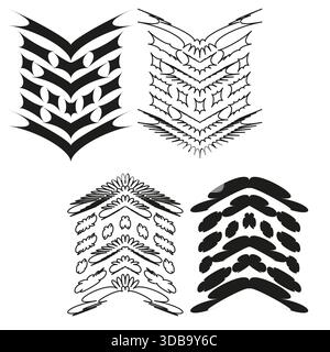 Abstract chevron shapes. Geometric line pattern. Black texture Vector element. Tiled building block set. EPS 10. Stock Vector