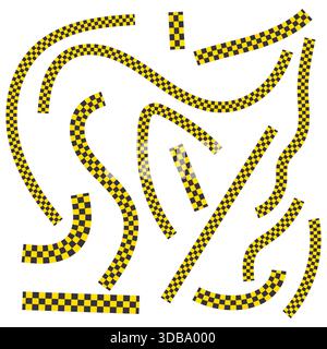 Curvy dynamic lines. Geometric dotted pattern. Abstract path illustration. Vector maze element. EPS 10. Stock Vector