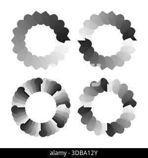 Loader ring set. Grayscale arrow icons. Progress Vector indicator. Jagged loading symbol. EPS 10. Stock Vector