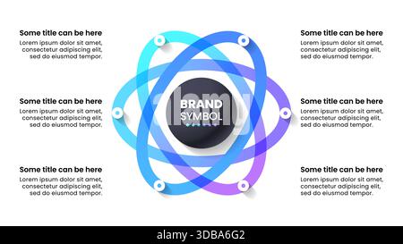 Infographic template with 6 options or steps. Sphere. Can be used for workflow layout, diagram, banner, webdesign. Vector illustration Stock Vector