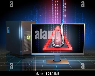 Cyber attack using the phishing technique. Digital illustration, 3D render. Stock Photo
