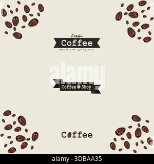 Realistic coffee beans isolated on background. Applicable for cafe advertising, package, menu design. Vector illustration. Stock Vector