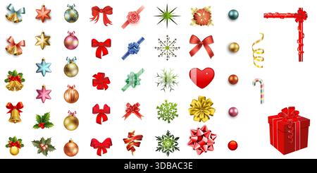 Christmas Design Element Vector Illustration Set Isolated On A white Background Stock Vector