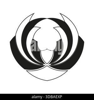 Abstract shield emblem. Elegant protection symbol. Symmetrical element Vector. Stylized winged design. EPS 10. Stock Vector
