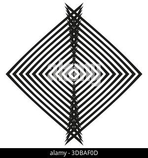 Concentric rhombus lines. Abstract geometric pattern. Dynamic spike Vector. Optical illusion graphic. EPS 10. Stock Vector