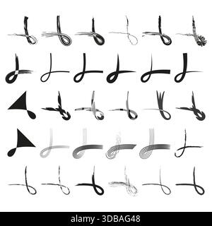 Abstract brush loops. Hand drawn symbol. Ink element Vector. Calligraphy stroke set. Stock Vector