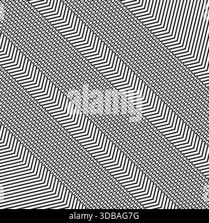Abstract chevron pattern. Diagonal line blocks. Op art texture Vector. Black white optical effect. Stock Vector