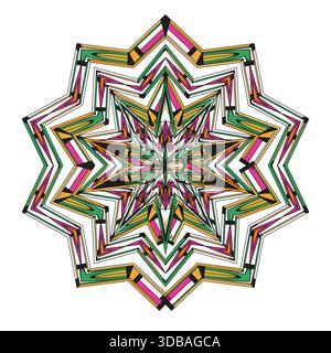 Abstract star ornament. Geometric color lines. Mandala graphic Vector. Bright vibrant element. Stock Vector