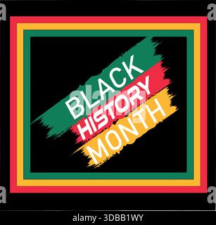 Black History Month Poster Design with Brush Stroke Typography Stock Vector