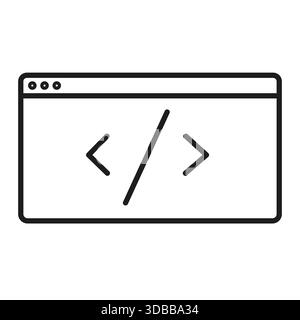 Browser code icon. Web development vector. Coding tag graphic. Website programming illustration. Stock Vector