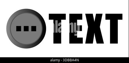 Menu dots icon. Gray circle button. Vector Text illustration. Bold typography design. Stock Vector