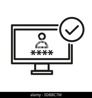 Secure login success. Four 4 digit Vector. User password verified. Computer screen icon Stock Vector