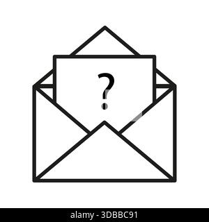 Open letter icon. Question message symbol. Unanswered email Vector sign. Inquiry information request. Stock Vector