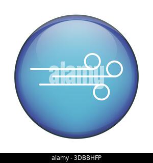 Air wind flow symbol. Weather climate Vector icon. Blue glossy sphere button. Moving energy graphic element. Stock Vector