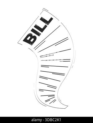 Curved utility bill document doodle linear object Stock Vector