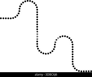 Dotted line forms maze patterns using squared wave paths and curved transitions. Stock Vector