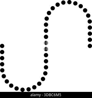 Dotted line forms maze paths with irregular squared wave turns. Stock Vector