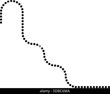 Dotted line forms a long diagonal maze path with zigzag turns. Stock Vector