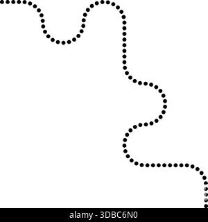 Dotted line forms a continuous squared wave path with curvature. Stock Vector