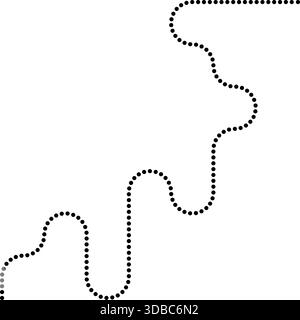 Dotted line forms round maze paths built from squared wave motion. Stock Vector