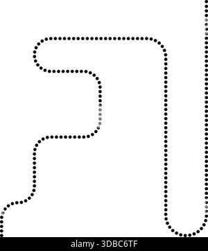 Dotted line follows an irregular path with squared directional changes. Stock Vector