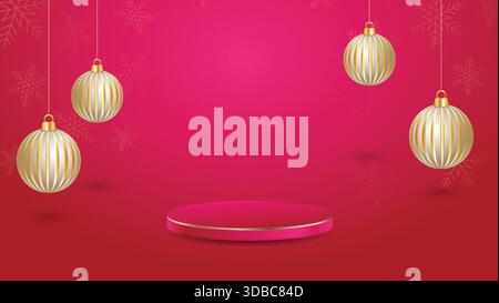 Christmas decoration snowflakes on pink maroon background stock illustration design template Stock Vector