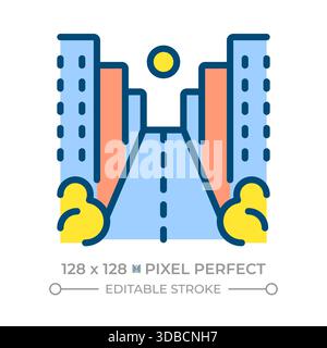 Street pixel perfect line color icon Stock Vector