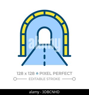 Tunnel pixel perfect line color icon Stock Vector