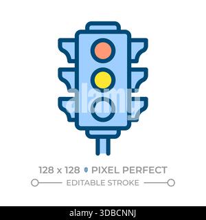 Traffic light pixel perfect line color icon Stock Vector