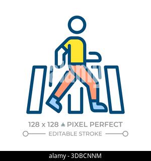 Crosswalk pixel perfect line color icon Stock Vector