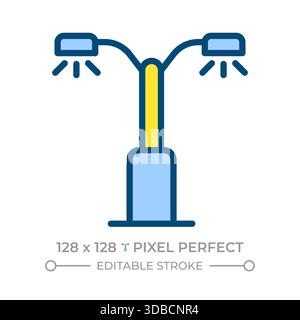 Street lighting pixel perfect line color icon Stock Vector
