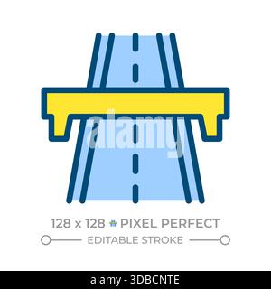 Highway pixel perfect line color icon Stock Vector