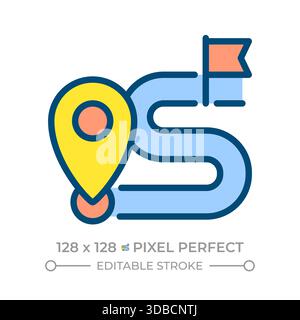 Road map pixel perfect line color icon Stock Vector
