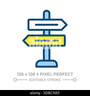 Road sign pixel perfect line color icon Stock Vector