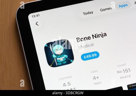 Bone Ninja mobile medical application showcased on the App Store interface. Stafford, United Kingdom, December 15, 2025 Stock Photo