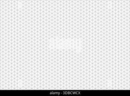Isometric black line guides. Squared isometric grid. Notebook sheet blank template. Mathematic typography pattern for making notebooks production for Stock Vector