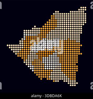Nicaragua dotted map. Digital style map of the country on dark background. Nicaragua shape with circle dots. Colored dots style. Large size circles. Stock Vector