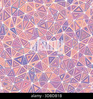 Minimal geometric background. Compact triangle size. Multiple repeated inner triangles. Multicolored style. Repeatable pattern. Awesome vector tiles. Stock Vector
