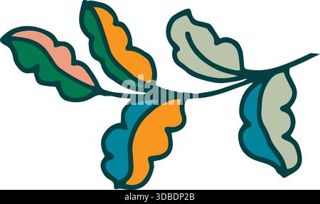 Simple leafy twig folk vector clipart Stock Vector