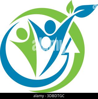 Natural People and Growth Arrow Logo Design Concept vector Stock Vector
