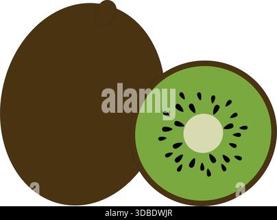 kiwi fruit fresh whole Stock Vector